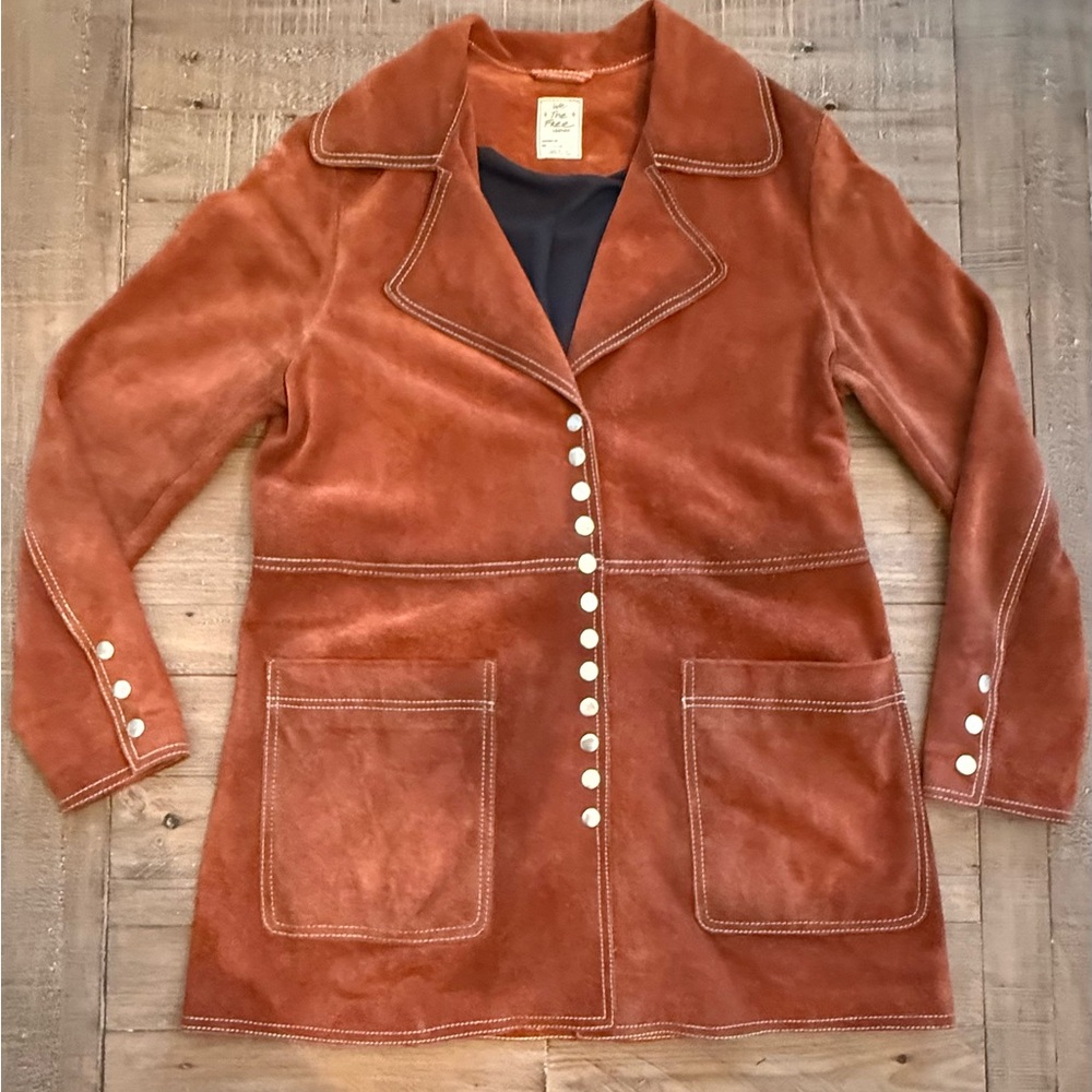 Free People Terracotta Suede Coat